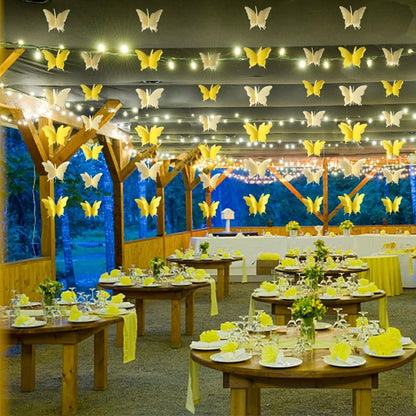 Butterfly Banner Decorative Paper Garland for Wedding, Baby Shower Birthday Theme Decor 110 Inches Long Pack of 2 Pieces Yellow
