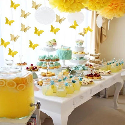 Butterfly Banner Decorative Paper Garland for Wedding, Baby Shower Birthday Theme Decor 110 Inches Long Pack of 2 Pieces Yellow