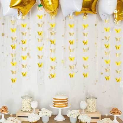 Butterfly Banner Decorative Paper Garland for Wedding, Baby Shower Birthday Theme Decor 110 Inches Long Pack of 2 Pieces Yellow