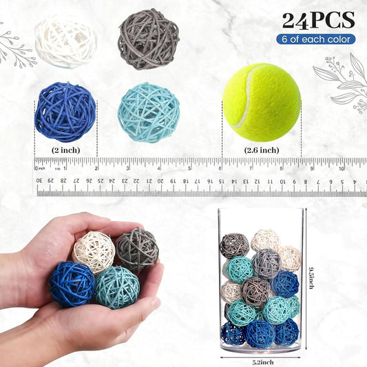 24PCS Yellow Decorative Balls for Bowl Centerpiece, 2 Inch Rattan Bowl Fillers - Wicker Twig Orbs Spheres for Yellow Kitchen Home Decor Vase Table Scatters | Bowl Fillers, Wicker Twig Orbs Spheres for Yellow, Kitchen Home Decor Vase Table Scatters