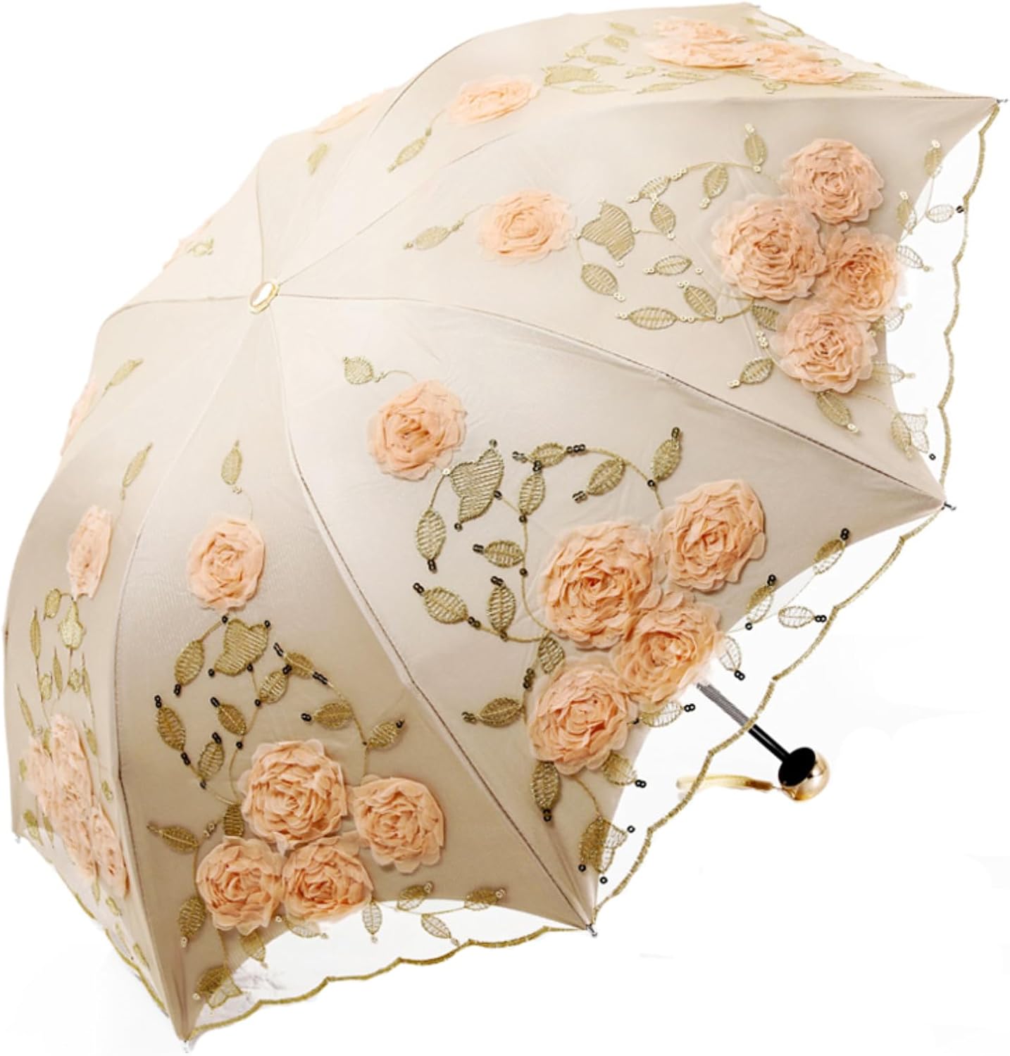 Lace Travel Parasol Folding Anti-uv Windproof Embroidery Umbrella