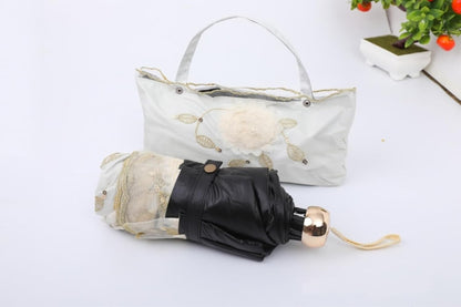 Lace Travel Parasol Folding Anti-uv Windproof Embroidery Umbrella