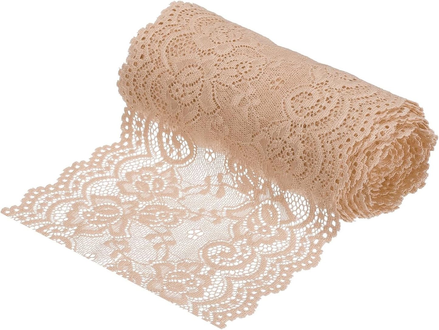 6 Inch Wide 5 Yard Lace Ribbon Floral Pattern Light Yellow Lace Trim Ribbon for Sewing Making, and DIY Crafts, Gift Wrapping, Bouquets, Wedding Decor