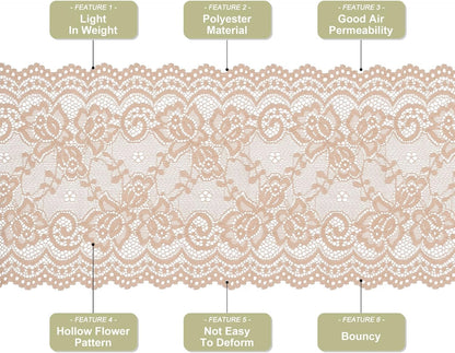 6 Inch Wide 5 Yard Lace Ribbon Floral Pattern Light Yellow Lace Trim Ribbon for Sewing Making, and DIY Crafts, Gift Wrapping, Bouquets, Wedding Decor