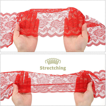 6 Inch Wide 5 Yard Lace Ribbon Floral Pattern Light Yellow Lace Trim Ribbon for Sewing Making, and DIY Crafts, Gift Wrapping, Bouquets, Wedding Decor