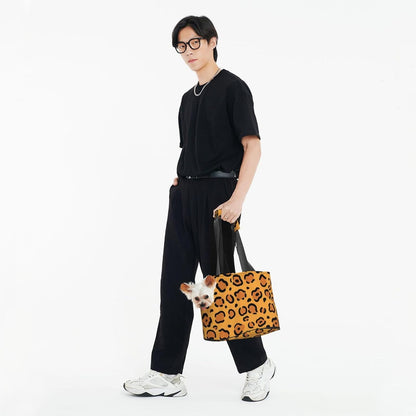 Yellow Leopard Print Pet Carrier for Small Dogs Cats Portable Soft-Sided Pet Carrier Purse Foldable Small Dog Tote Bag for Travel Shopping