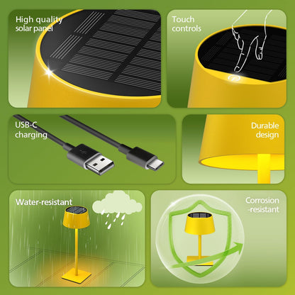 Philips Solar Outdoor Table Lamp, Portable LED Desk Light,Cordless Battery-Operated，2 Adjustable Height, Touch Control & Stepless Dimming Night Light，Waterproof for Garden, Bedroom