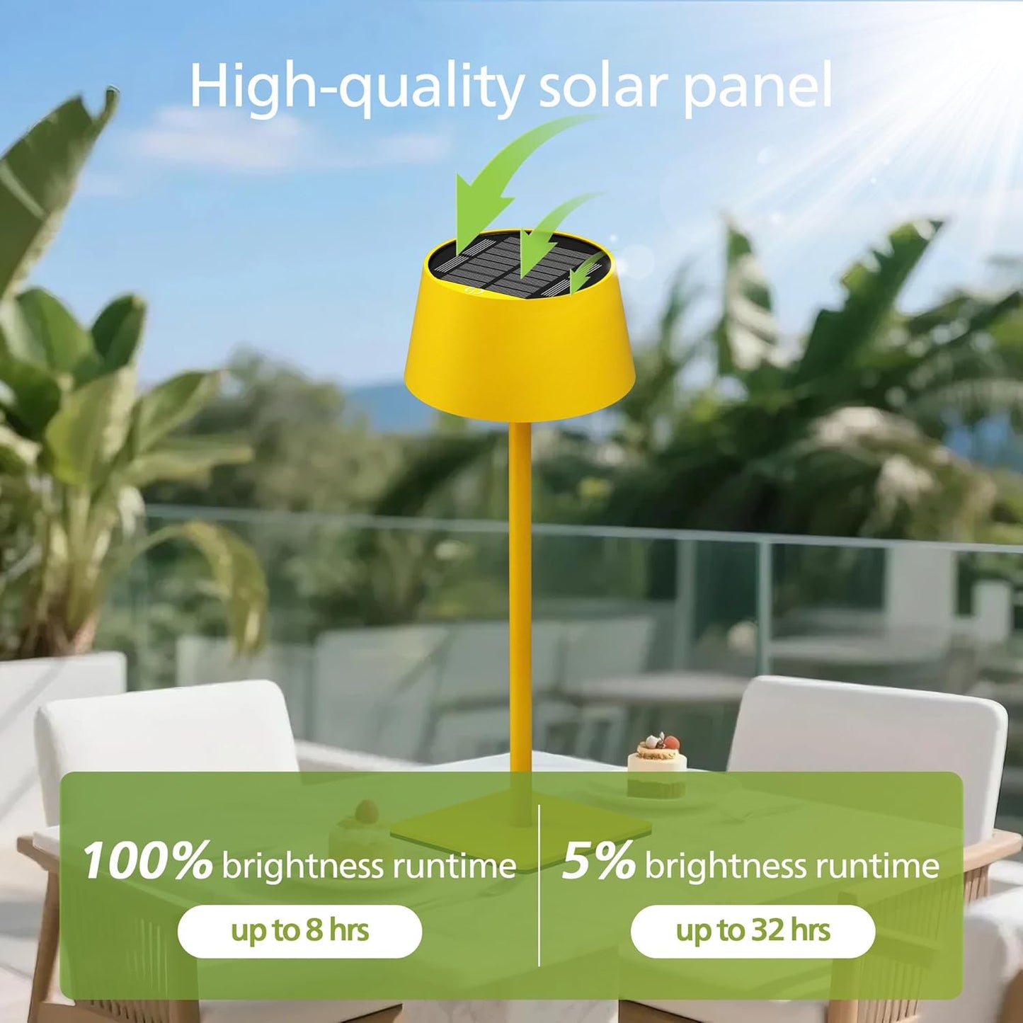 Philips Solar Outdoor Table Lamp, Portable LED Desk Light,Cordless Battery-Operated，2 Adjustable Height, Touch Control & Stepless Dimming Night Light，Waterproof for Garden, Bedroom