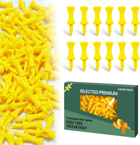 Golf Tees Plastic Step Down 50 Pack | Consistent Ball Height Design, Multiple Sizes Club Fit Options, Durable Reusable Unbreakable Tee, Bright Easy Find Color