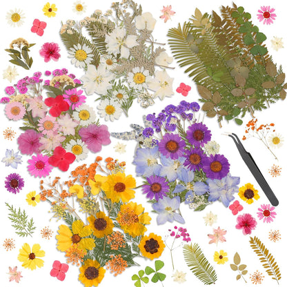 Dried Pressed Flowers for Resin, Real Pressed Flowers Dry Leaves Bulk Natural Herbs Kit for Scrapbooking DIY Art Crafts Epoxy Resin Jewelry Mold Candle Soap Making Nails Décor (Natrual Floral Leaves)