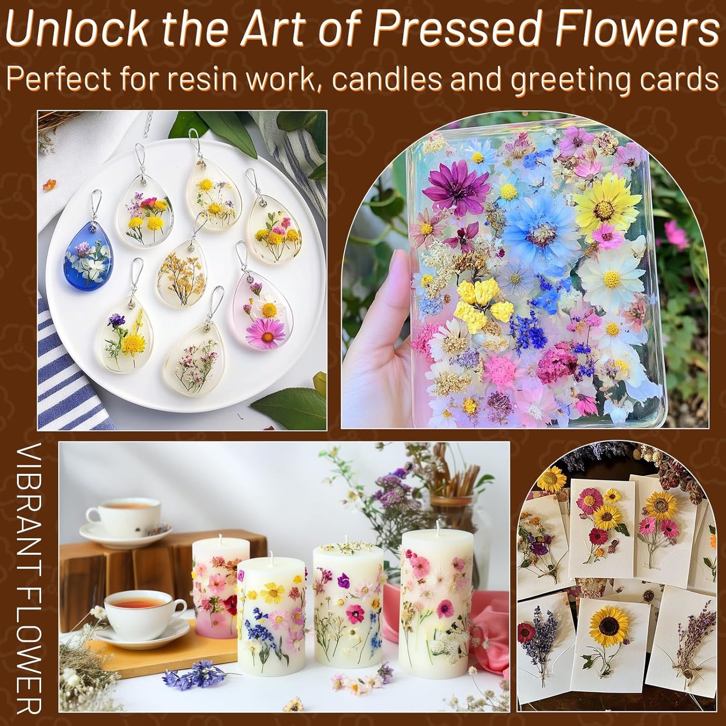 Dried Pressed Flowers for Resin, Real Pressed Flowers Dry Leaves Bulk Natural Herbs Kit for Scrapbooking DIY Art Crafts Epoxy Resin Jewelry Mold Candle Soap Making Nails Décor (Natrual Floral Leaves)