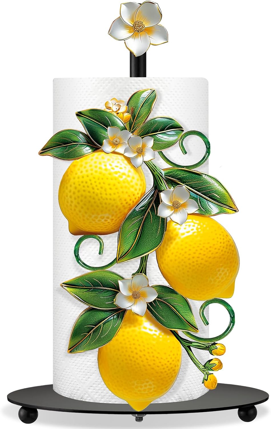 Lemon Paper Towel Holder with Round Base Lemon Bathroom Decor Rustic Housewarming Gifts Dispenser Kitchen Paper Holder Stand for Christmas Yellow Countertop Toilet Home Accessories