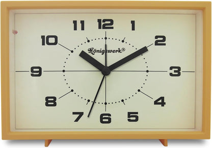 Analog Alarm Clock, 6 inch Silent Non Ticking Small Clock with Night Light, Battery Operated Simply Design for Bedroom, Bedside, Living Room, Room Decor, Desk, Table (Yellow)