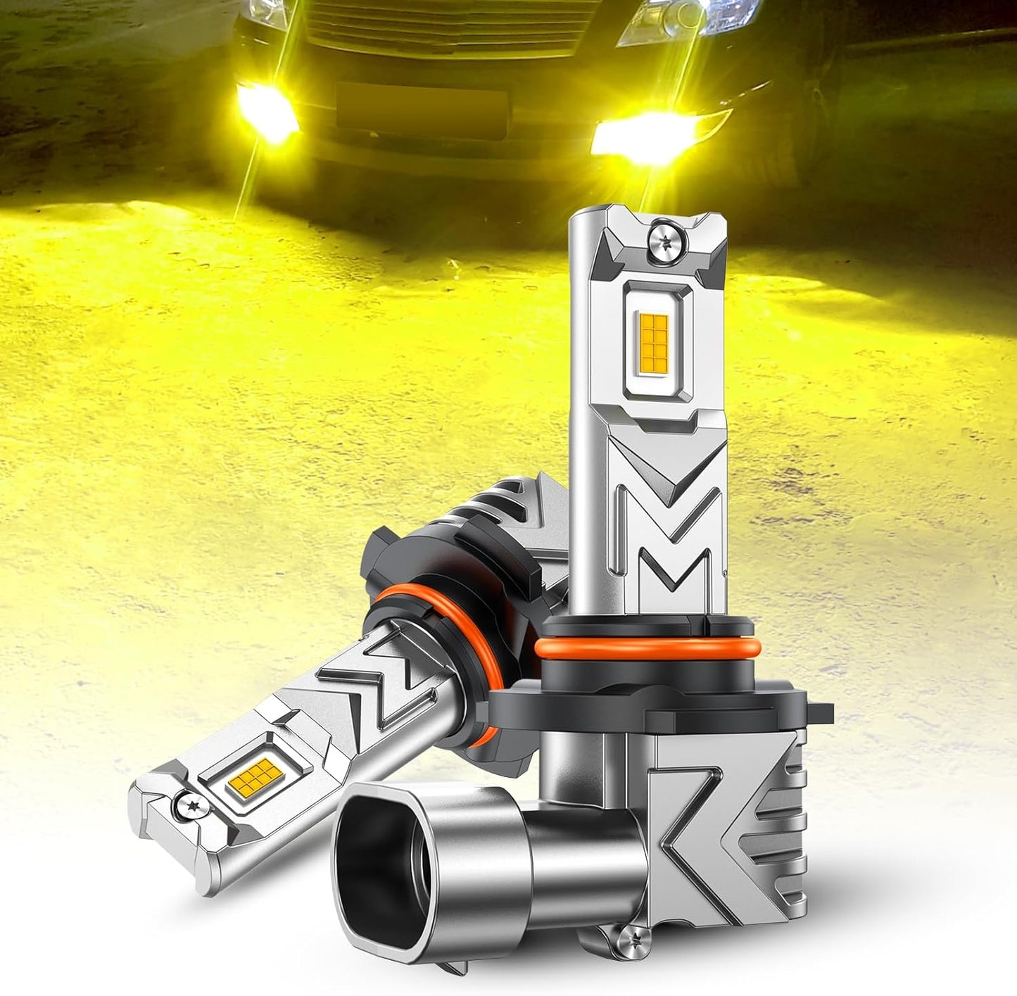 H10 9140 9145 LED Fog Light Bulbs, 17,000LM 800% Brighter H10 LED Fog Lights, 3500K Amber Yellow Strong Light Penetration, Super Bright, Plug and Play