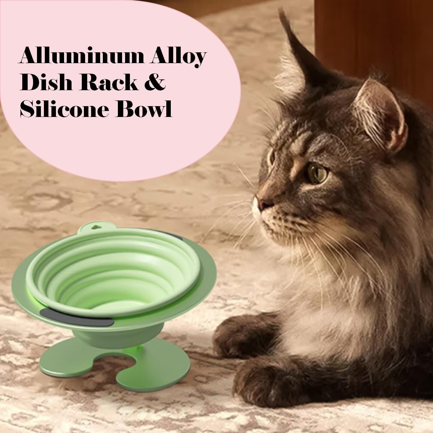 Collapsible Elevated Cat Dog Food Bowl, Portable Raised Pet Food Water Dish, Adjustable Tilted Food Feeder for Indoor Outdoor Cats Dogs, Whisker Friendly Cat Feeding Watering Dish for Travelling