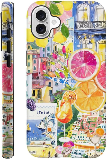 Case Compatible with iPhone 16,Durable Shock Protection Cover for Girl Women,Lemon Collage Summer