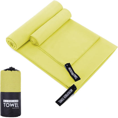 Microfibe Sports Towels Quick Dry Towel Lightweight Microfiber Travel Towels w/Bag - Fast Drying Towel Set, for Beach, Gym, Sports, Yoga & Swim Use, Yellow16x32 inch(1Pcs)