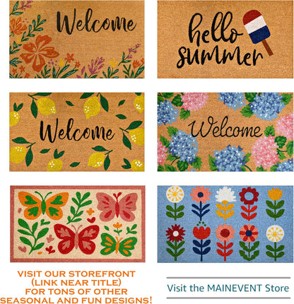 MAINEVENT Lemon Doormat, 30x17 Inch, Outdoor Rug, Yellow Coir Doormat, Hello Spring Door Mat | Non-Slip PVC Backing, No-bleed Stays Vibrant in Covered Outdoor Areas