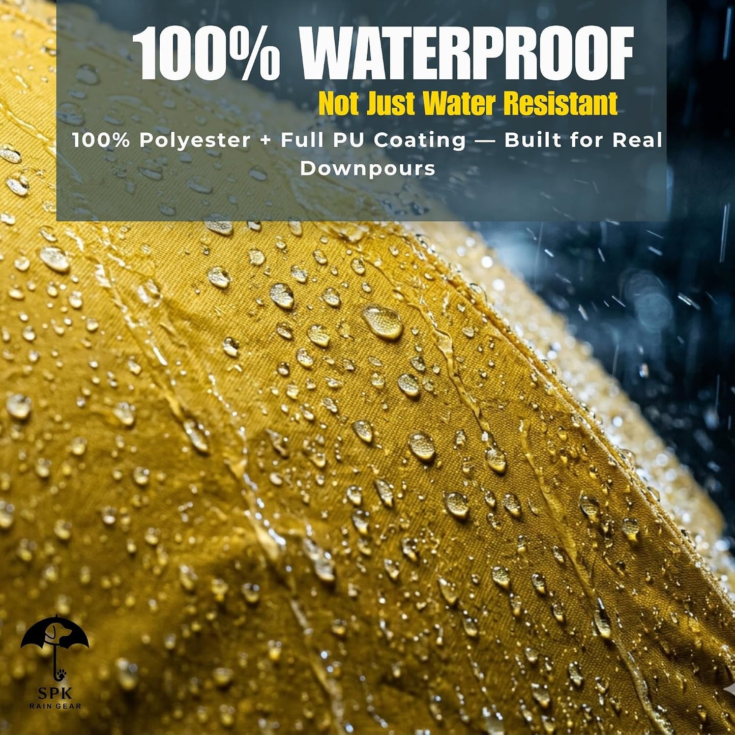 Dog Raincoat for Large Dogs | Waterproof Rain Jacket with Detachable Hood, Reflective, Adjustable Belly Strap, Harness & Leash Hole, Yellow