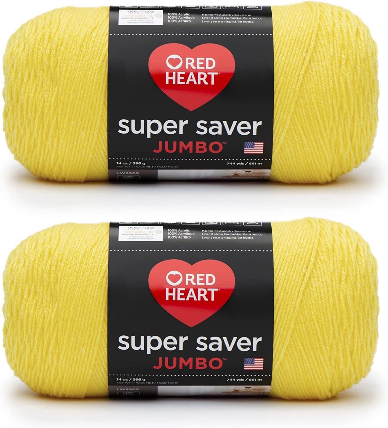Super Saver Jumbo Yarn for Crocheting, Bright Yellow, 2-Pack