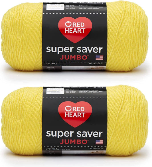 Super Saver Jumbo Yarn for Crocheting, Bright Yellow, 2-Pack