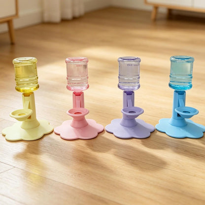 Cat Water Dispenser Stand Automatic Refill Bowl, Fits 650 mL Bottles Elevated Drinking Tray Offers Easy Access for Pets Tile Wood and Indoor Floors, Yellow