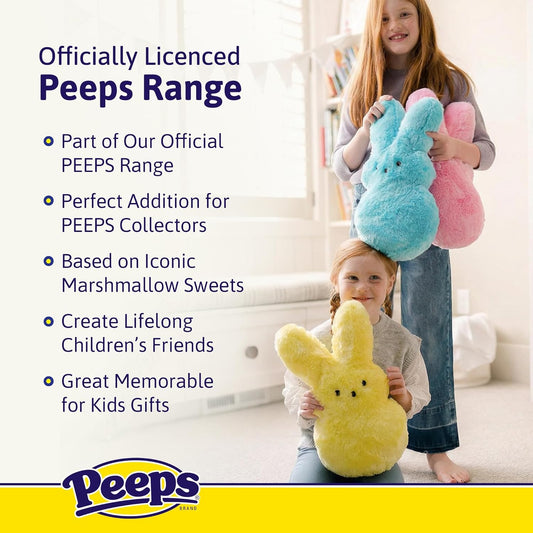 15" Yellow Emo Shaggy Bunny Peeps Plush | Easter Basket Stuffed Animals for Kids | Marshmallow Candy | Huggable Ultra Soft Plushie Stuffers Buddy Toy | Collectable Gifts | Aged 3+