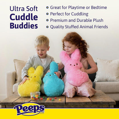 15" Yellow Emo Shaggy Bunny Peeps Plush | Easter Basket Stuffed Animals for Kids | Marshmallow Candy | Huggable Ultra Soft Plushie Stuffers Buddy Toy | Collectable Gifts | Aged 3+