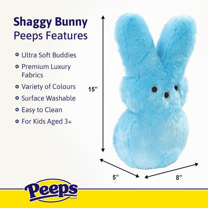 15" Yellow Emo Shaggy Bunny Peeps Plush | Easter Basket Stuffed Animals for Kids | Marshmallow Candy | Huggable Ultra Soft Plushie Stuffers Buddy Toy | Collectable Gifts | Aged 3+