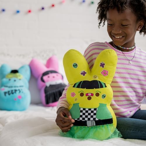15" Yellow Emo Shaggy Bunny Peeps Plush | Easter Basket Stuffed Animals for Kids | Marshmallow Candy | Huggable Ultra Soft Plushie Stuffers Buddy Toy | Collectable Gifts | Aged 3+