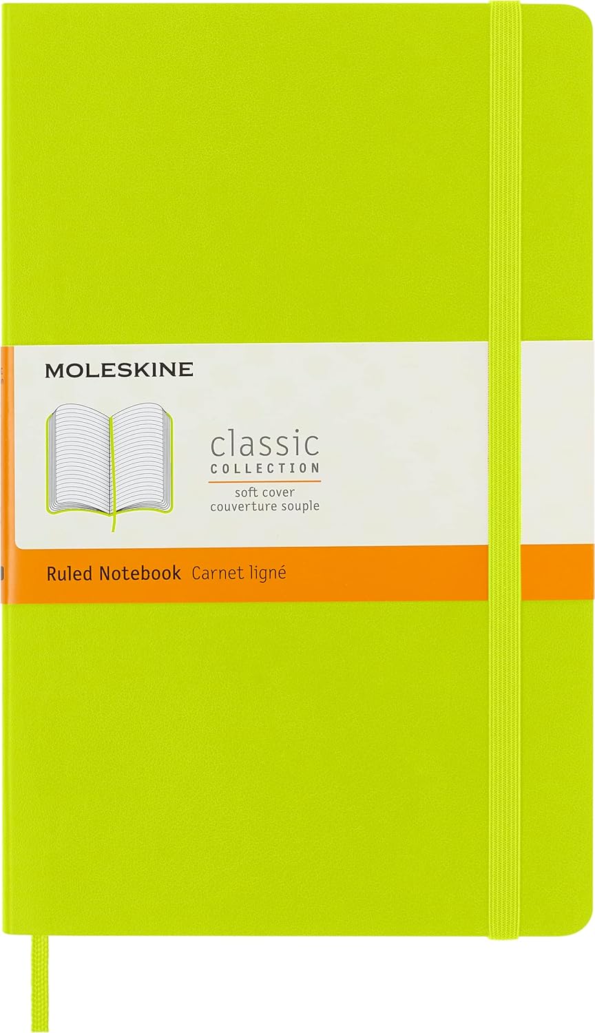 Classic Notebook, Soft Cover, Large (5" x 8.25") Ruled/Lined, Lemon Green, 192 Pages