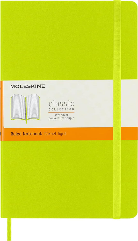 Classic Notebook, Soft Cover, Large (5" x 8.25") Ruled/Lined, Lemon Green, 192 Pages