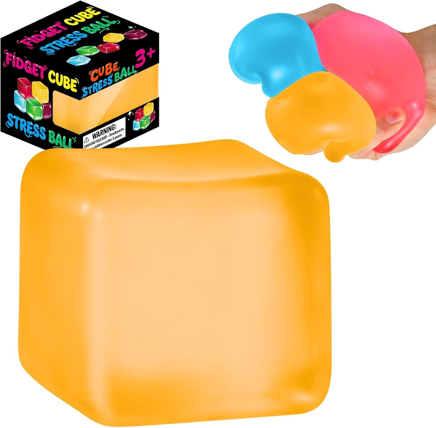 Squishy Cube for Kids & Adults, Ice Cube Squishy Slow Rising Squishy Fidget Toys, Squeeze Toys for Stress Relief, Classroom Prizes Party Favors Birthday Gifts(Yellow)