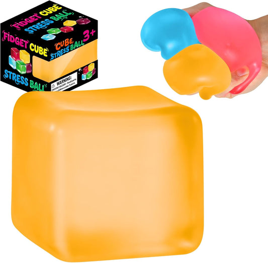 Squishy Cube for Kids & Adults, Ice Cube Squishy Slow Rising Squishy Fidget Toys, Squeeze Toys for Stress Relief, Classroom Prizes Party Favors Birthday Gifts(Yellow)