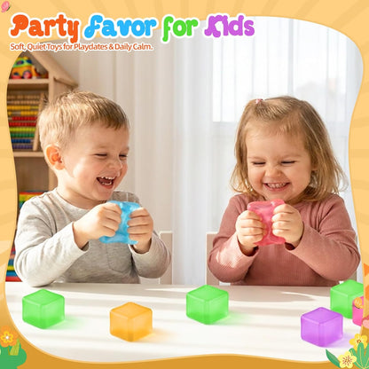 Squishy Cube for Kids & Adults, Ice Cube Squishy Slow Rising Squishy Fidget Toys, Squeeze Toys for Stress Relief, Classroom Prizes Party Favors Birthday Gifts(Yellow)
