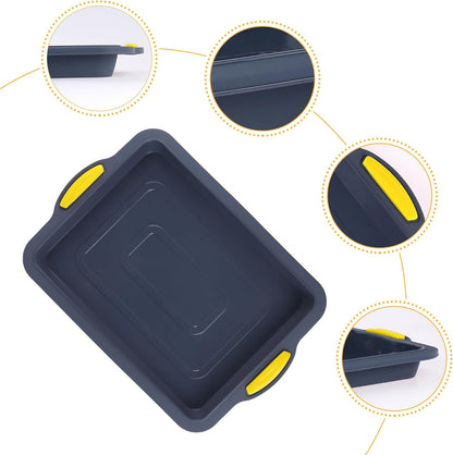3 Packs Cake Pan Nonstick Silicone Baking Pan, Easy Release, Heat Resistant Sheet Pans for Baking Cakes, Cheesecakes 13.4 * 9.4 * 1in Yellow