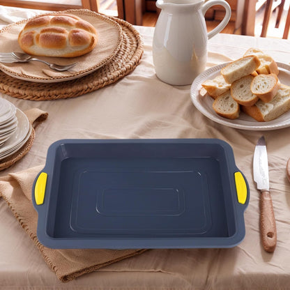 3 Packs Cake Pan Nonstick Silicone Baking Pan, Easy Release, Heat Resistant Sheet Pans for Baking Cakes, Cheesecakes 13.4 * 9.4 * 1in Yellow