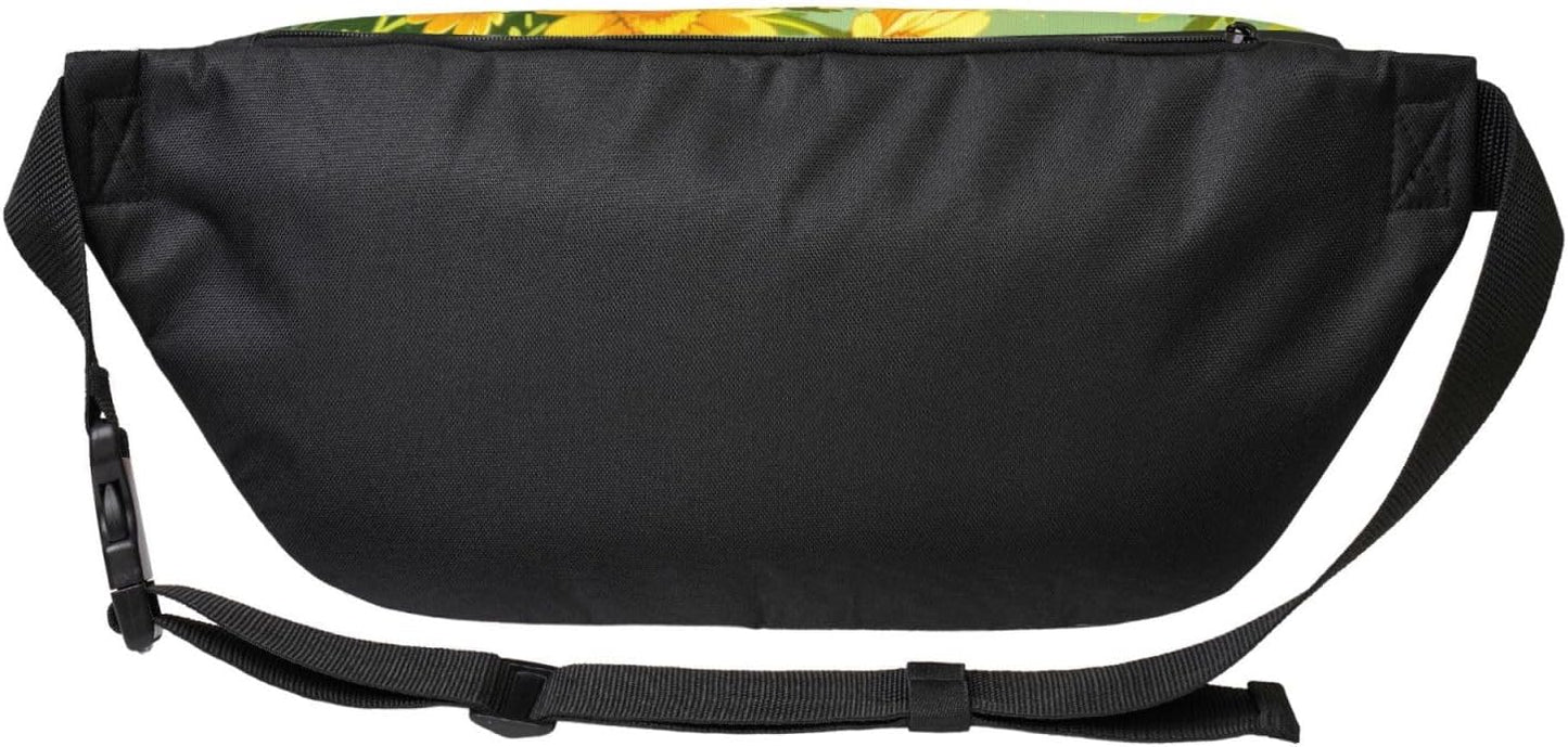 Yellow Daisy Pattern Running Waist Pack-No-Bounce Phone Holder for Gym, Waterproof Crossbody Fanny Pack with Adjustable Belt