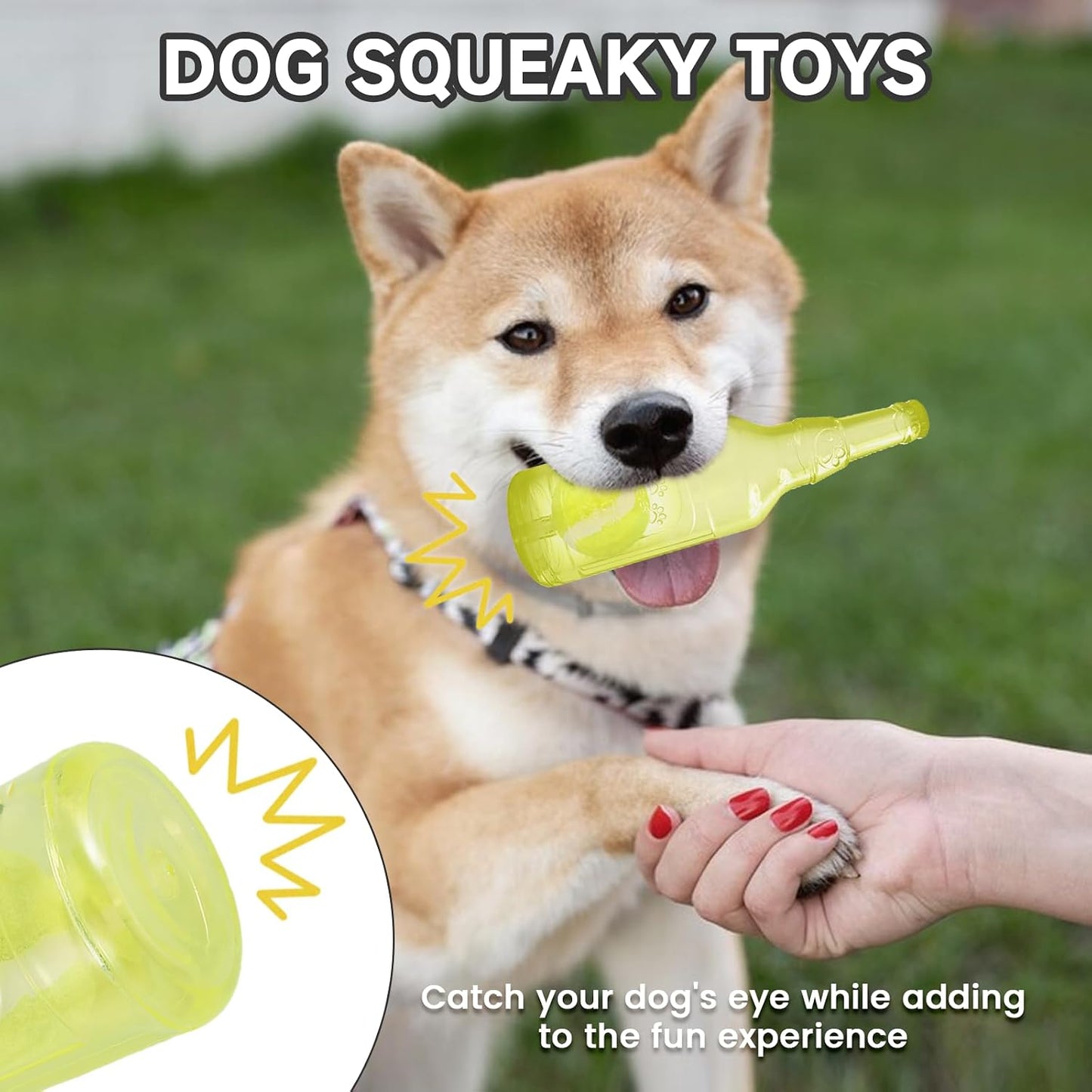 Water Bottle Dog Toy,Dog Toys for Aggressive Chewers,Water Bottle with Tennis Ball,Suitable for Small and Medium Pets to Exercise Outdoors(Yellow)