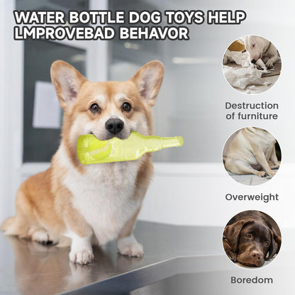 Water Bottle Dog Toy,Dog Toys for Aggressive Chewers,Water Bottle with Tennis Ball,Suitable for Small and Medium Pets to Exercise Outdoors(Yellow)