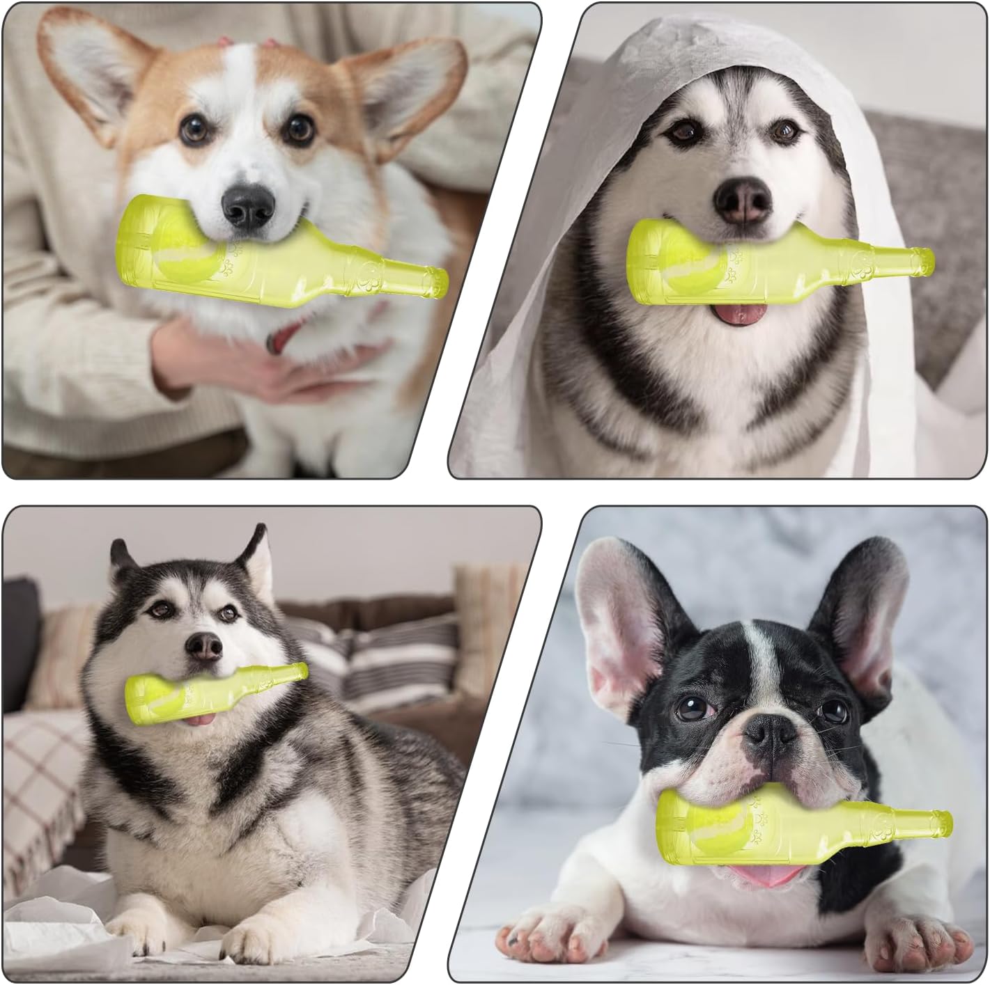 Water Bottle Dog Toy,Dog Toys for Aggressive Chewers,Water Bottle with Tennis Ball,Suitable for Small and Medium Pets to Exercise Outdoors(Yellow)