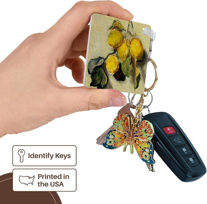 Art-Inspired Gift Set: Mug, Card, and Keychain with Yellow Lemons on Green Background - Perfect for Home Decor, Housewarming, and Birthdays
