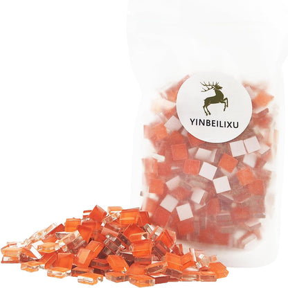 Mosaic Tiles, Bulk Glass Mosaic Pieces, 1x1cm Square Sparkling Tiles, Mosaic Kits Glass Mosaic Tiles for Crafts DIY Art,Frames,Vases Filler,Home Decor, 410g/14.5oz (Orange Red)