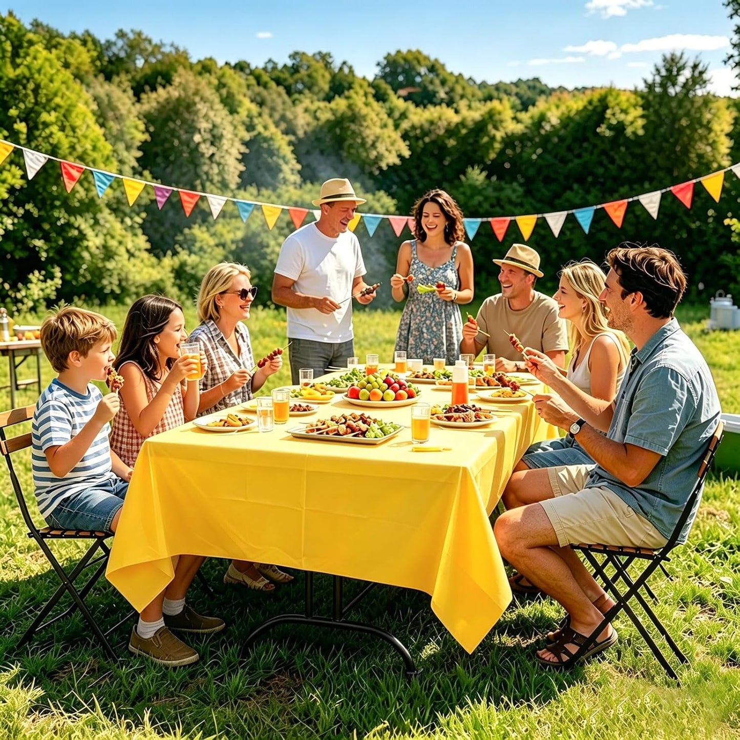 2Pcs Yellow Plastic Table Cloth, 54 x 108 Inch Rectangle Disposable Tablecloth for Birthday, Wedding, Picnic, Holiday Party