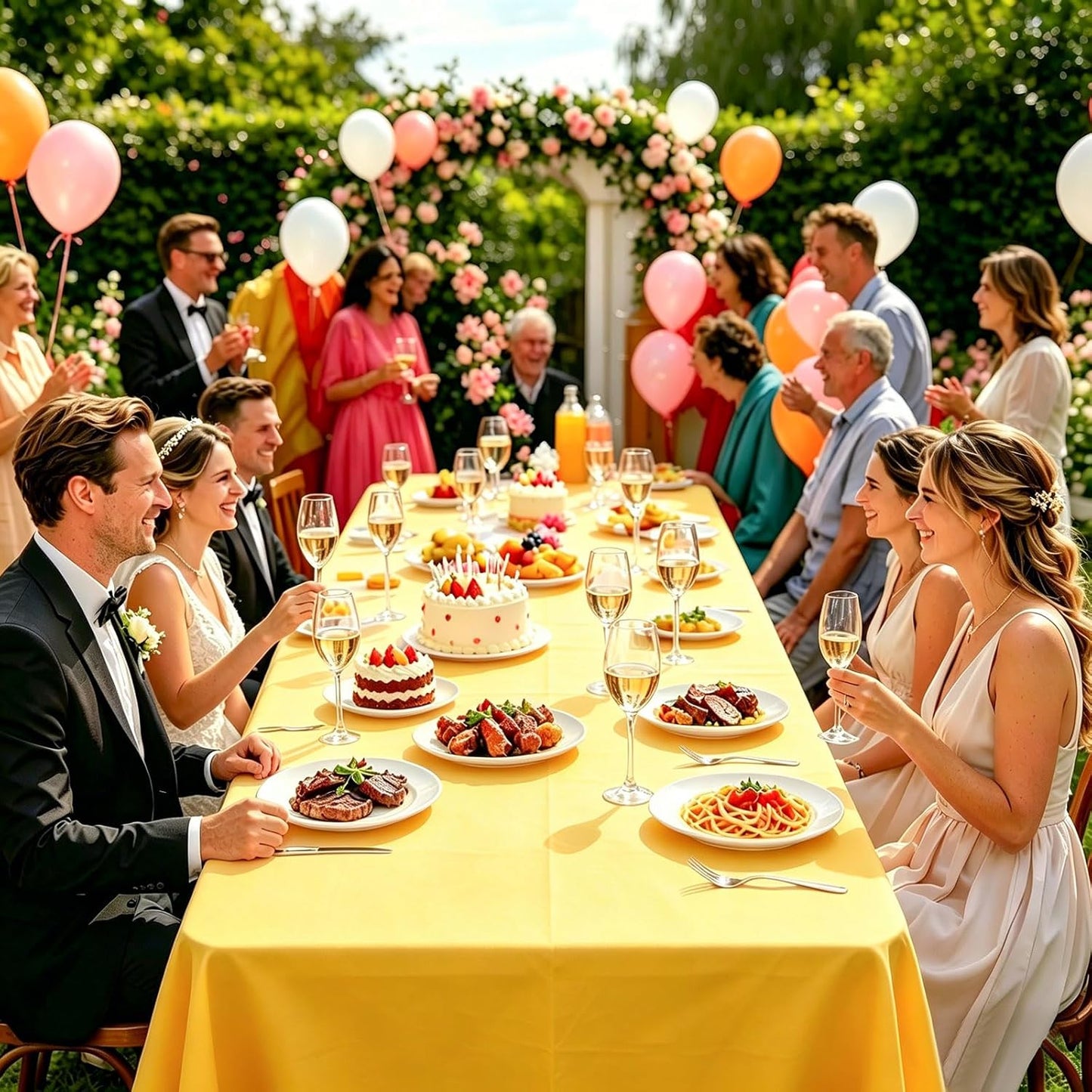 2Pcs Yellow Plastic Table Cloth, 54 x 108 Inch Rectangle Disposable Tablecloth for Birthday, Wedding, Picnic, Holiday Party