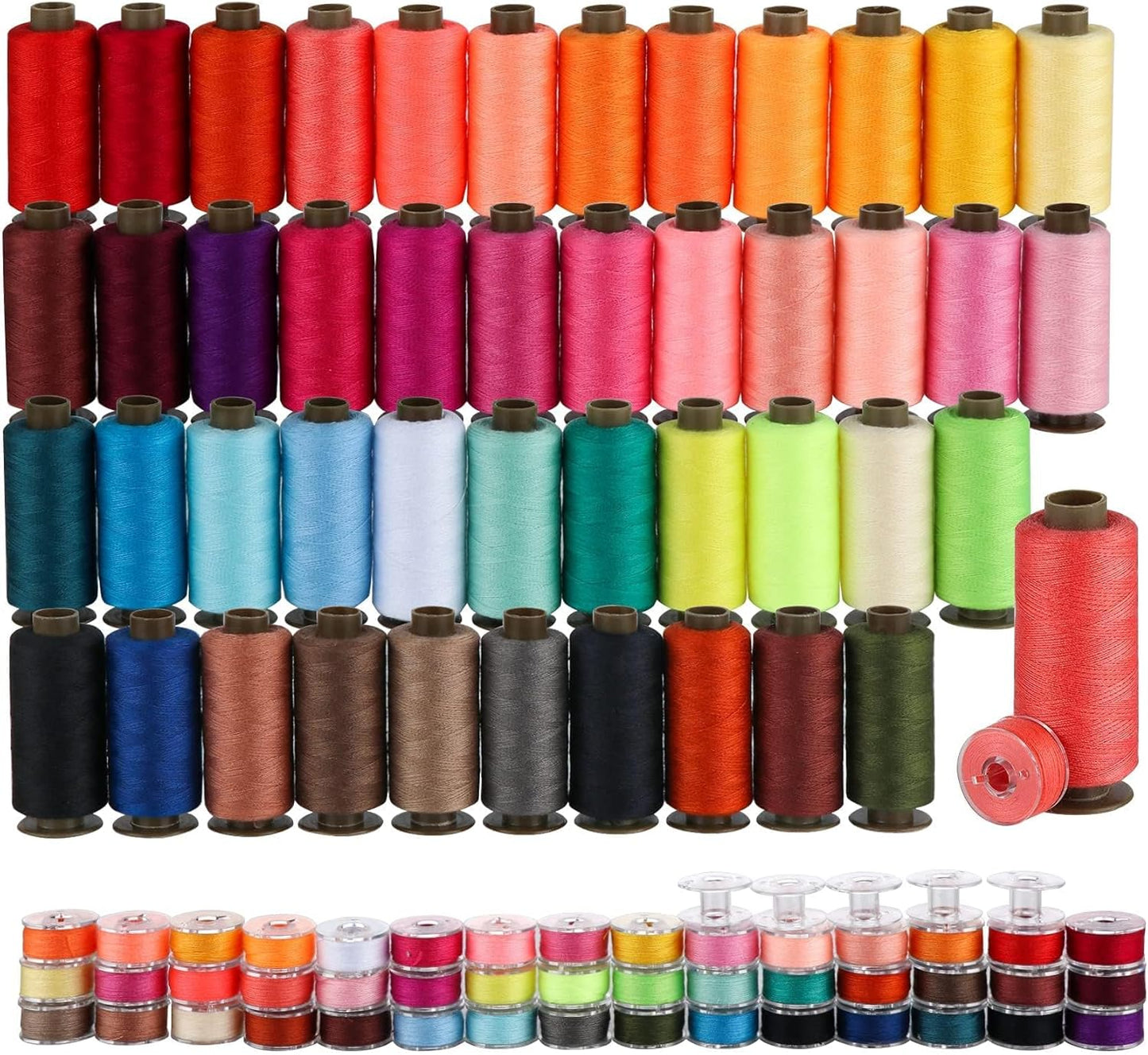 ilauke 95Pcs Sewing Thread Kit, 45 Colors Thread | 400 Yards Thread for Sewing Machine & Hand, AAA-Grade Polyester Threads with Prewound Bobbins, Easy to Find the End
