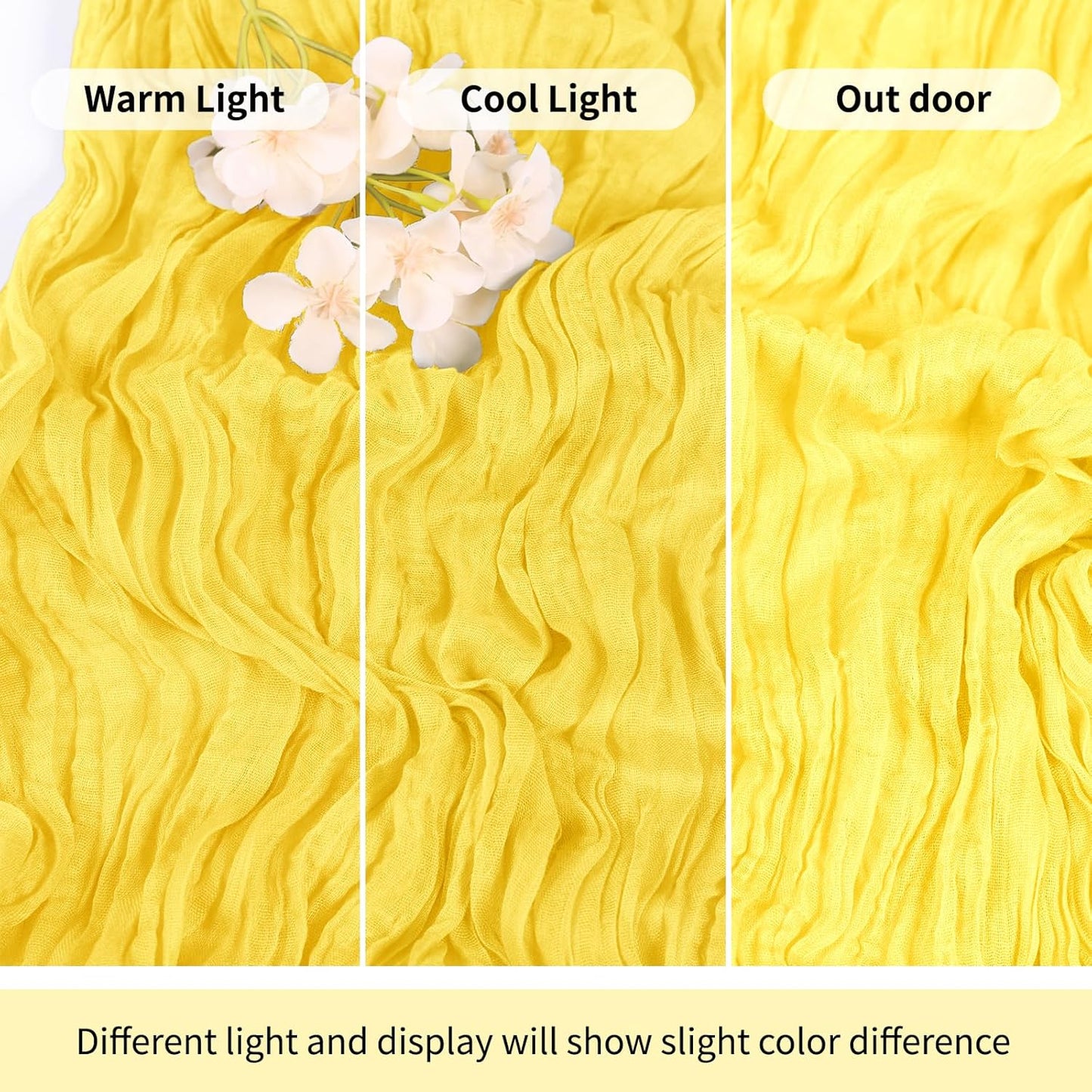 3 Pack Lemon Yellow Cheesecloth Table Runner 17x108 Inch Semi Sheer Boho Gauze Cheese Cloth Fabric Table Runners Table Decor for Wedding Party Baby Shower Birthday Home Decor Garden Farmhouse