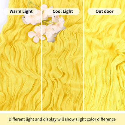 3 Pack Lemon Yellow Cheesecloth Table Runner 17x108 Inch Semi Sheer Boho Gauze Cheese Cloth Fabric Table Runners Table Decor for Wedding Party Baby Shower Birthday Home Decor Garden Farmhouse