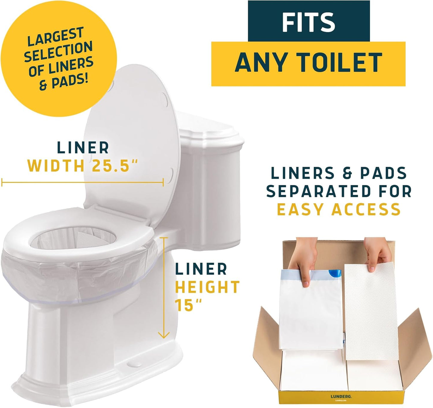 Toilet Liners with Lemon Super Absorbent Pads - Value Pack 20 Disposable Toilet Bags - Universal Fit - Convert any WC into a Dry Flush - Emergency & Natural Disaster Preparedness Must Have