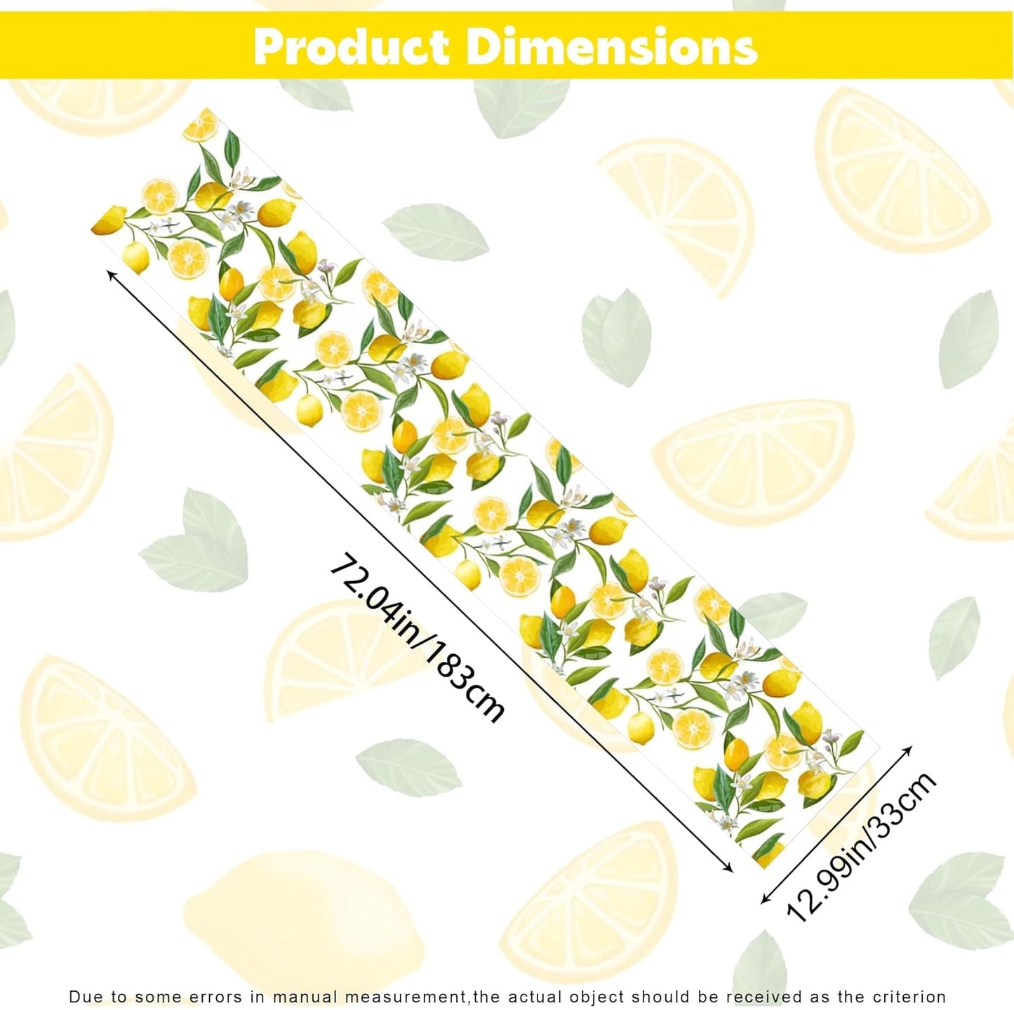 Lemon Table Runner - 13 x 72 Inch Summer Table Runner for Summer Party Decor, Linen Summer Table Runner with Lemon Decorations for Dining, Picnic, and Outdoor Events